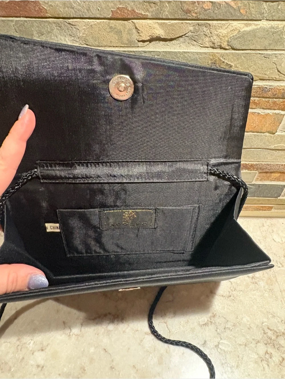 Black Evening Crossbody with Beaded Detail